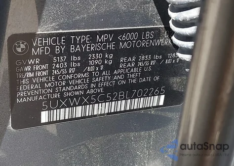 2011 BMW X3 xDrive28I z USA, uszkodzony, nr VIN 5UXWX5C52BL702265